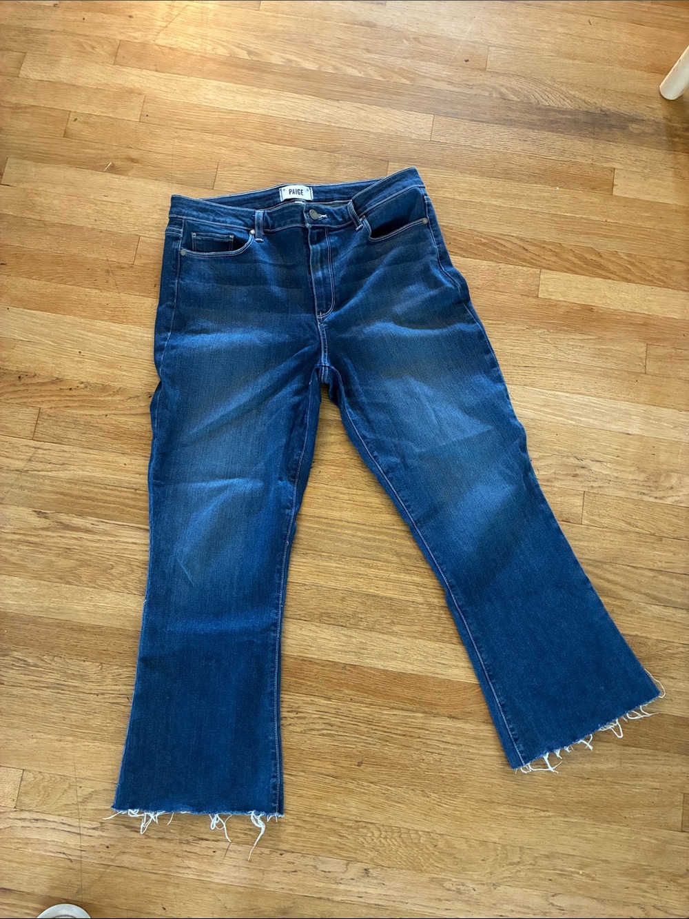 PAIGE Rory Dark Blue Cropped Flare Jeans